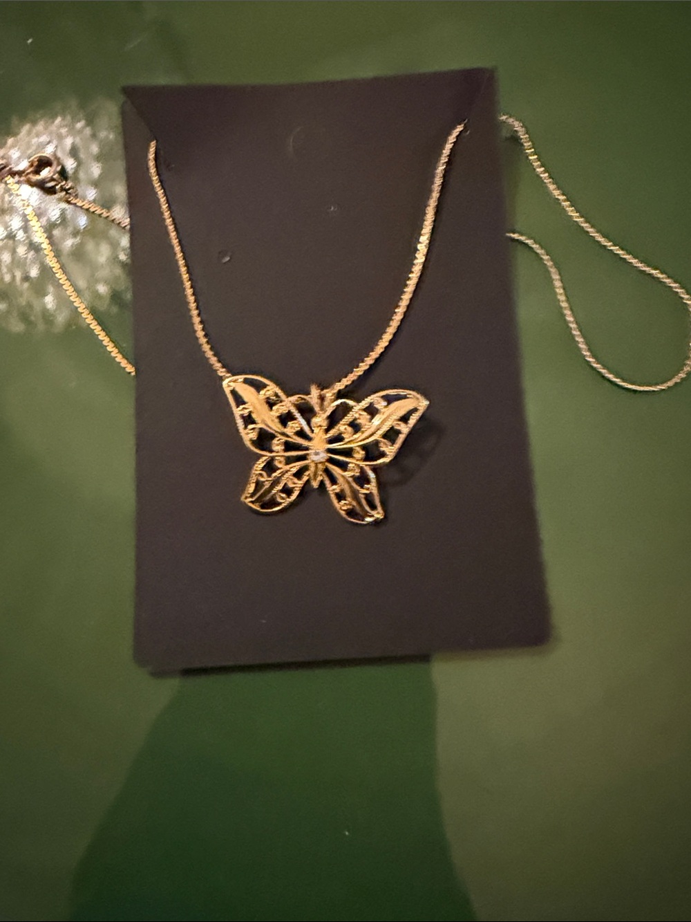 Gold Toned Butterfly Pendant Necklace - Elegant Women's Jewelry